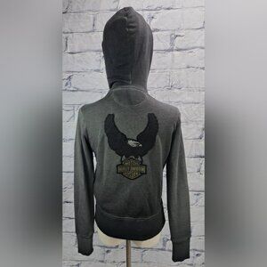 Harley Davidson Women's Full Zip Sweater Hoodie Patch Motorcycle Moto Shop XS